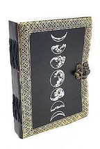 5&quot; X 7&quot; Moon Phase Silver/ Black Embossed Leather W/ Latch - £36.06 GBP