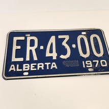Alberta License Plate 1970 ER-43-00 Blue w White Letters Expired VTG Canada - £15.19 GBP
