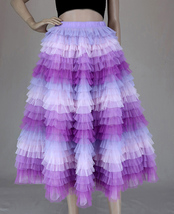 Hot Pink Purple Gray Purple Women Tier Tulle Skirts Mesh Skirt Full Midi Skirts image 7
