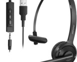 MPOW Wired USB Headset Single Side USB Headset Black Model BH323A - $17.95