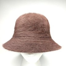Angora Rabbit Fur Blend Bucket Hat Brown One Size Y2K Kangol Style Fuzzy... - £18.63 GBP