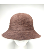 Angora Rabbit Fur Blend Bucket Hat Brown One Size Y2K Kangol Style Fuzzy... - £18.64 GBP