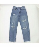 Forever 21 Super Ripped Distressed 4 Button Jeans Raw Hem Wms Size 24 - $20.82 CAD