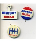 3 Vintage H HUMPHREY Political Pinback Button Pin Set - $13.99