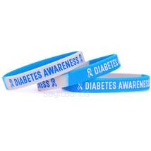 3 of Diabetes Awareness Wristbands with Ribbons - Debossed Silicone Bracelets - £6.16 GBP