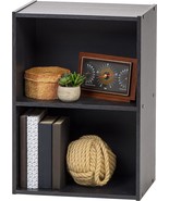 Iris Usa Small Spaces Black 2-Tier Wood Bookcase Storage Shelf. - £32.19 GBP