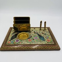 Mid 20th Century Mosaic Middle Eastern Moorish Pen &amp; Letter Holder Desk Set - £140.94 GBP