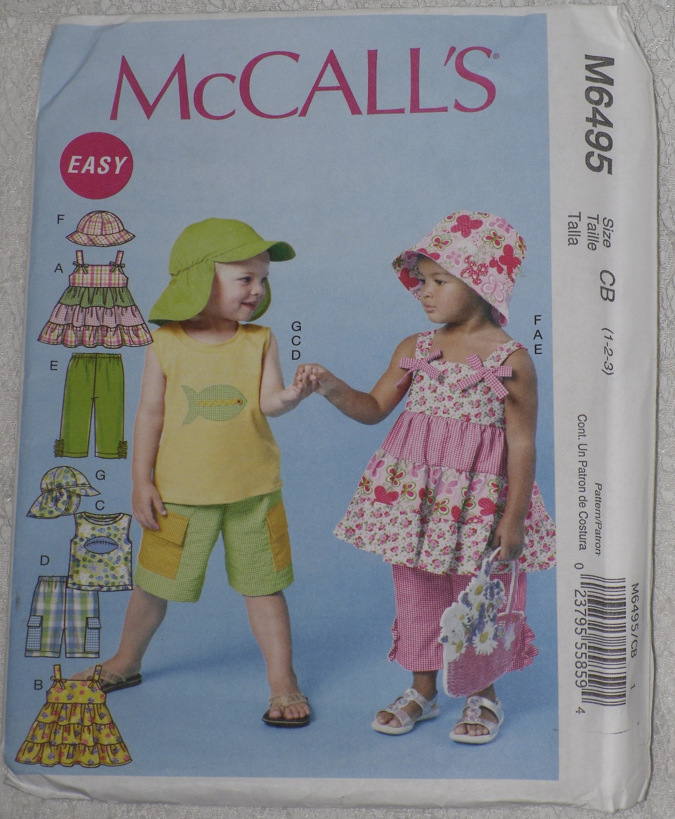 McCall's Pattern 6495 Toddler Girl's Boy's Top, Pants, Shorts, Hat Sizes 1-3 UC - £5.47 GBP