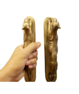 2x Brass Door Handles Dog Figurine Vintage Pull Hand Collectibles Home D... - £155.95 GBP