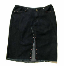 XOXO Jeans Dark Denim Skirt Embellished w/ Slit EUC Size Jrs. 5/6 Cotton... - $18.00