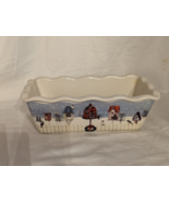 Nantucket Winter Birds Houses Christmas Loaf Pan Large Stoneware 9&quot; x 5&quot; - £9.95 GBP