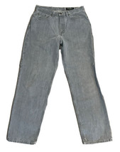 Eddie Bauer Denim Jeans 34x32 Distressed Pale Gray 5 Pocket Straight Leg - £14.88 GBP