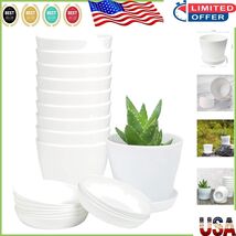 Elegant Round Flower Pots Set of 10 - Lightweight Plastic Planters with ... - $23.90 CAD