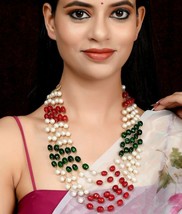 Indian Bollywood Women Gold Plated Jewelry Multy Color Layer Chain Necklace Set - £22.76 GBP