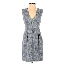 ADAM LIPPES Dress Blue TWEED Vintage Dress Sleeveless Sheath Pockets - £113.97 GBP