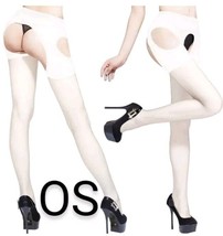 NEW Womens White Open Crotch Tights Pantyhose Sheer Stockings Hosiery~ Size OS - £9.20 GBP