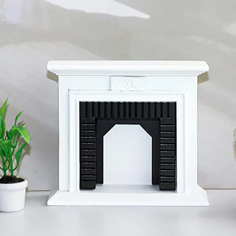  miniature accessories mini wooden white fireplace model for doll house decoration ob11 thumb200