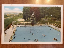 Vtg 1930&#39;s Postcard Municipal Swimming Pool, Olean, NY, Cattaraugus County - £4.74 GBP