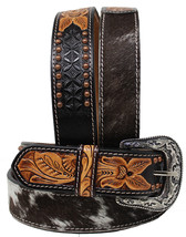 38   Western 1 1/2&quot; Wide Men Women Rodeo Floral Tooled Leather Belt 26FK73 - £39.14 GBP