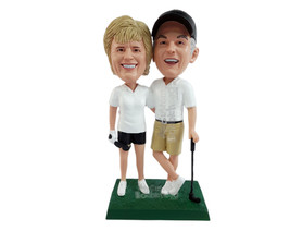 Custom Bobblehead Happy Golfer couple spending playtime together - Wedding &amp; Cou - £121.22 GBP