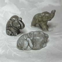 Vintage Set of 3 Gray Ceramic Elephant Figurines Japan - $333.75 MXN