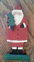 Hand Made and Painted Wood Folksy Santa Christmas Figure 9.5&quot; - £7.71 GBP