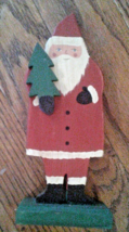 Hand Made and Painted Wood Folksy Santa Christmas Figure 9.5&quot; - £7.38 GBP