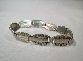 Dated 1942 Sterling Silver Forget-Me-Not Sweetheart Bracelet K448 - £65.84 GBP