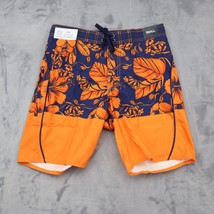 Roundtree Yorke Shorts Mens S Orange Board Short Floral Drawstring Swim ... - $26.71