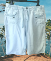 DA-NANG RARE CARGO Washable 100% SILK SKY BLUE BERMUDA SHORTS IN LARGE - $2,969.68 MXN