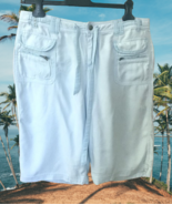 DA-NANG RARE CARGO Washable 100% SILK SKY BLUE BERMUDA SHORTS IN LARGE - $159.99