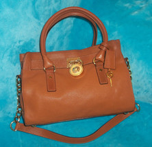 MICHEL KORS Hamilton East West Saddle Brown Leather Shoulder Bag- LOCK &amp;... - £38.37 GBP