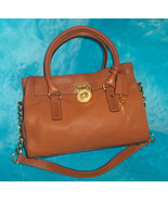 MICHEL KORS Hamilton East West Saddle Brown Leather Shoulder Bag- LOCK &amp;... - £37.92 GBP