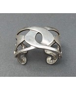 Vintage WM Signed .925 Sterling Silver Modernist Heavy Wide Cuff Bracelet - £196.72 GBP