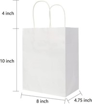 100 Pcs White 8&quot;x4.75&quot;x10&quot; Medium Gift Bags with Handles, Birthday Gift ... - £27.34 GBP