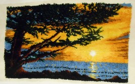 MONTEREY SUNSET Huge LATCH HOOK RUG Completed Wall Art Vibrant Vtg Vibe ... - £238.43 GBP