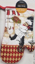 Printed Kitchen Oven Mitt(12&quot;)FAT Chef With Chicken Tray &amp; Rooster,Red Back,Sh - £6.32 GBP