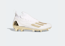 new men&#39;s 12 Adidas Adizero Primeknit White Gold Football/lacrosse Cleat... - £96.90 GBP