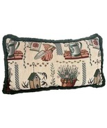 Vtg Bess Tapestry Gardening Throw Pillow Lumbar 23 x 13 Velvet Green Bac... - $450.54 MXN