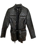 Calvin Klein Vintage 90&#39;s Black Quilted Glossy Vinyl Water Resistant Coa... - $194.58 CAD