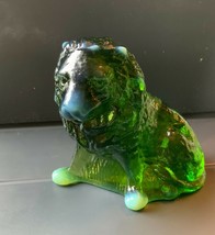 Mosser Glass Green Opalescent Wild Animal Lion Paperweight Figurine - $35.00