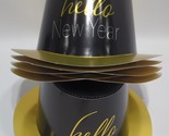 Lot Of 5 Beistle &#39;Hello New Year&#39; Paper Top Hat, Gold/Black, Age 14+ - $17.81