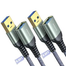 2 Pack 6.6FT+6.6FT USB 3.0 Extension Cable Type a Male to Female Extensi... - $12.99