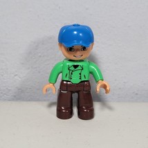 Lego Duplo Boy Figure Man Blue Cap Green Shirt Brown Pants - £6.17 GBP