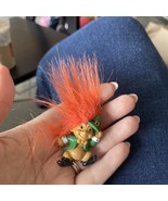VTG RUSS TROLL DOLL PIN BROOCH 2&quot; IRISH LEPRECHAUN ORANGE HAIR ST. PATRI... - $18.00