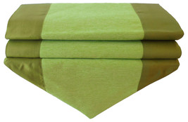 TIL227 green table plain runner tablecloth tablerunner silk 150x30cm 59x12&quot; - $17.99