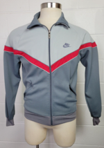 Vintage 80s Nike Mens Gray Red Zip Track Jacket Blue Tag Sz Medium - $59.40