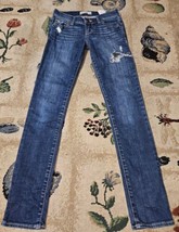 Abercrombie Kids Jeans sz 12 Skinny Dark Wash 5 Pocket Distressed Boys denim - £12.36 GBP