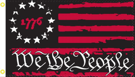 Betsy Ross 1776 We The People Black &amp; Red USA American 2X3 Flag Rough Tex® 100D - £14.91 GBP