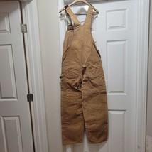 Vintage Carhartt 70s Brown Double Knee Canvas Bib Overalls Men&#39;s 32x32 (32 x 31) - £67.21 GBP